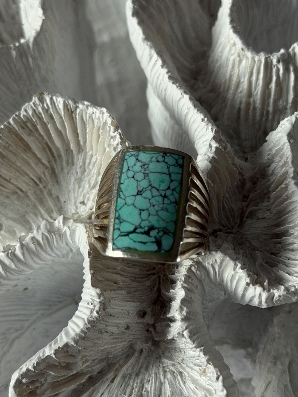 925 Sterling Silver Turquoise Ring Size 7.5